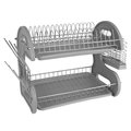 Home Basics S Shape  2 Tier Dish Drainer, Grey DD41276